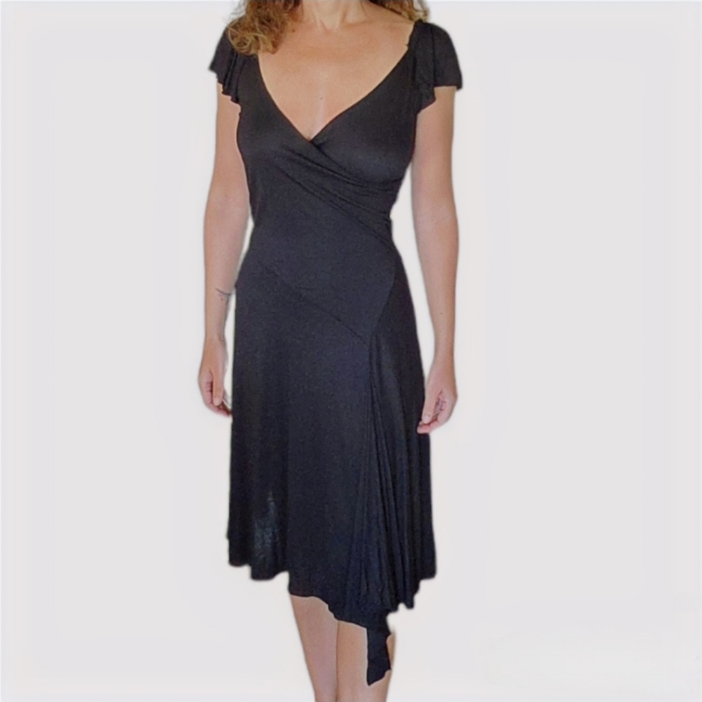 Synergy Asymmetrical flowy Dress - Black S/M